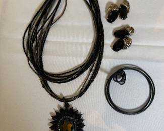 Black Multi-Strand Statement Necklace