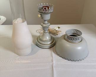 Vintage white hurricane lamp