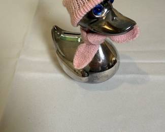 Silver Plated Duck Money Bank