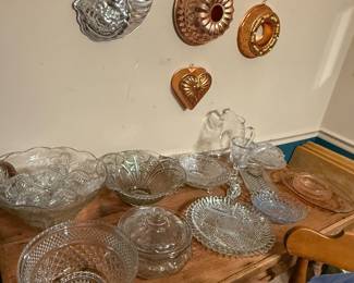 Copper molds/vintage primitive table