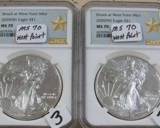 NGC 2020-W - MS 70 Silver Eagles