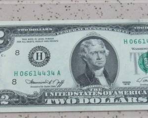 5 - UNC. $2.00 Notes w/Stamps 