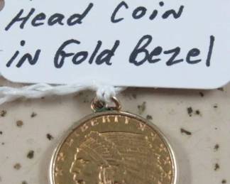 1910 Gold $2.50 Indian Head Coin in Gold Bezel