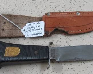 Vintage Solingen Knife w/Telescope in Handle & Sheath
