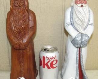 Carved Wood Saint Nick Statues - By J. Rich
