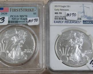 PCGS & NGC Graded MS 70 Silver Eagles