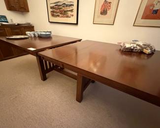 Mission Style Dining Table -2 leaves & 6  chairs 96 x 44