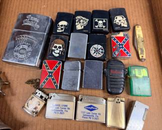 Big collection of lighters, including 1967 Pan Am