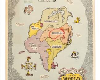 1960s Humbeads revised map of the world for hippies
