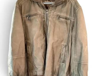 Blue Brand Leather Bomber Jacket XXL
