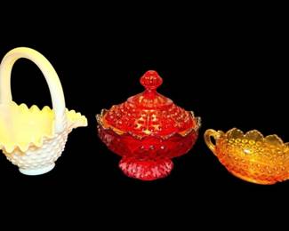 Fenton Bubble Glass Baskets, Dishes, More
