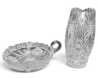 Saw Cut Crystal Glass Vase Bowl
