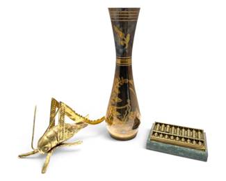 Brass Vase, Grasshopper, Abacus
