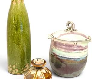 Art Pottery Vase, Canister, Oil Lamp