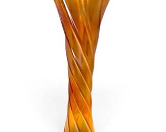Dugan Marigold Carnival Glass Ribbon Vase