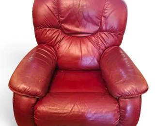 LaZBoy Burgandy Leather Swivel Recliner Chair