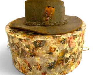 Henschel Hatquarters U.S.A Genuine Leather Hat Medium Christmas Angel Hatbox