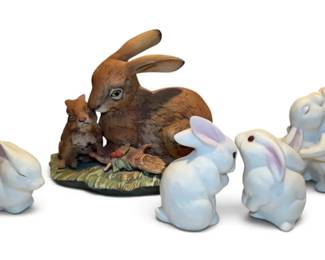 Homco Porcelain Rabbit Figures
