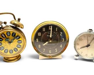 Vintage Mini Radium Dial Alarm Clocks Westclox, Cyma, Sheffield