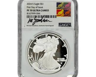 1oz Fine Silver 2024S American Eagle Proof CoinNGC Graded PF 70 Ultra Cameo