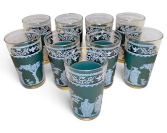 Jeannette Glass Greek Design Cup Set