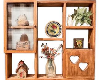 Wood Shadow box Shelf W Carved Heart Design