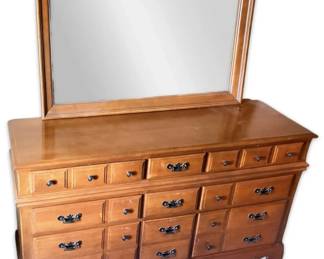Solid Wood 9Drawer Dresser W Solid Wood Hanging Mirror HEAVY