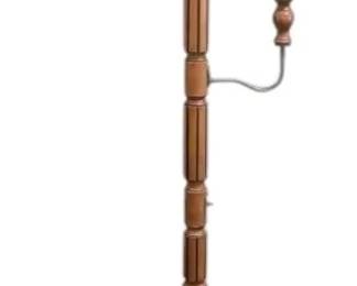 MidCentury Wooden Pole Floor Lamp With 2 Lights White Glass Globe