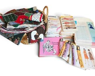 Mystery Lot Of Sewing Patterns Fabric Pieces