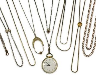GoldToned Chains, Necklaces, Watch Pendant