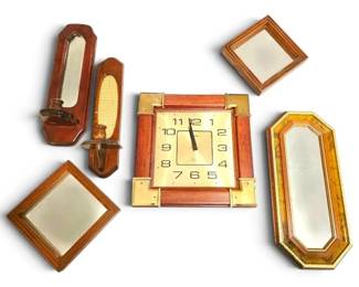 Homco Wood Brass Wall Clock, Mirrors More