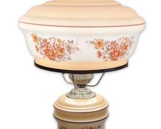 LL WMC 1971 GWTW HAND BLOWN HURRICANE VICTORIAN PARLOR LAMP MILK GLASS FLORAL