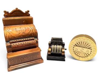 NCR Metal Cash Register Coin Bank Clock