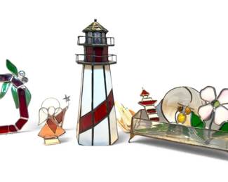 Stained Glass Lighthouse Lamp, OSU Window Hanging More