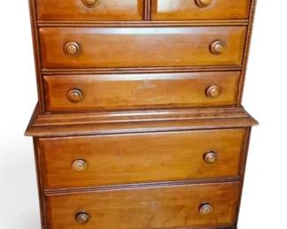 Vintage Maple Wood 6 Drawer Dresser