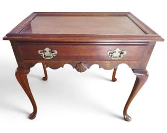 Queen AnneStyle Wood Tea Table With Cabriole Legs Pull Out Trays