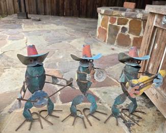 Mariachi Frogs Metal Yard Art