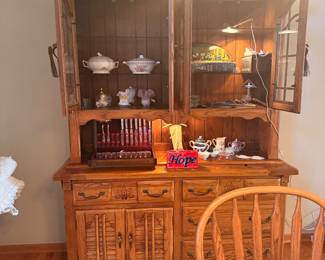 traditional style hutch/buffet combo with light