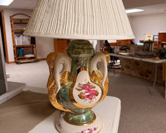 vintage hand painted porcelain table lamp
