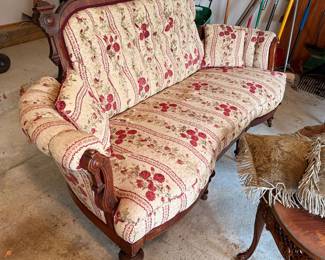 Antique Victorian Renaissance Revival Carved Sofa