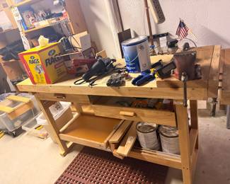 tool bench with tools on top