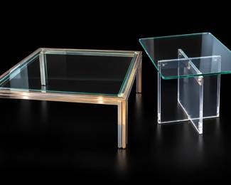Lucite and glass table