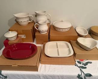 Longaberger pottery. Most in boxes. Kitchenware.