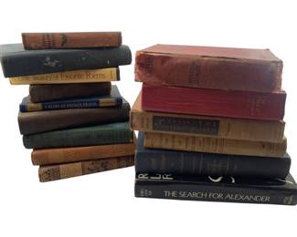 339 - Group Lot Books (Description): A group lot of assorted books featuring various titles and subjects. The collection includes volumes on poetry, prayer, history, and literature, with both hardcover editions in varying conditions. Titles visible include works on Longfellow's poems, favorite poems, private prayer, the ancient world, Virgil's Aeneid, Greek grammar, and The Search for Alexander, among others.