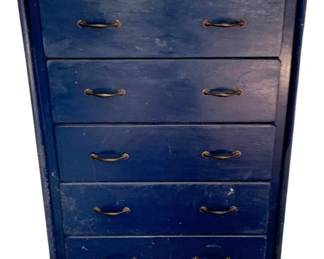 1100 - Painted 5 Drawer Chest 46"x32"x18" (Description): Painted five drawer chest featuring metal drawer pulls. Measures 46 inches high by 32 inches wide by 18 inches deep.