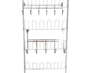 803 - Door Hangers (Description): Door hangers featuring a multi-tiered wire construction with storage baskets and hooks for organization.
