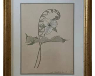 487 - Trillium by William Crutchfield Print w/seal (Description): 15 x 12.5