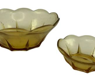 161 - 2 Vtg Anchor Hocking Swedish Modern Glass Bowls (Description): 3 x 8