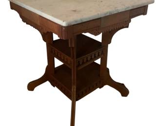 372 - Marble Top Victorian Table - 29.5 x 26
