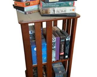 36 - Vintage Rotating Bookshelf w/ assorted items